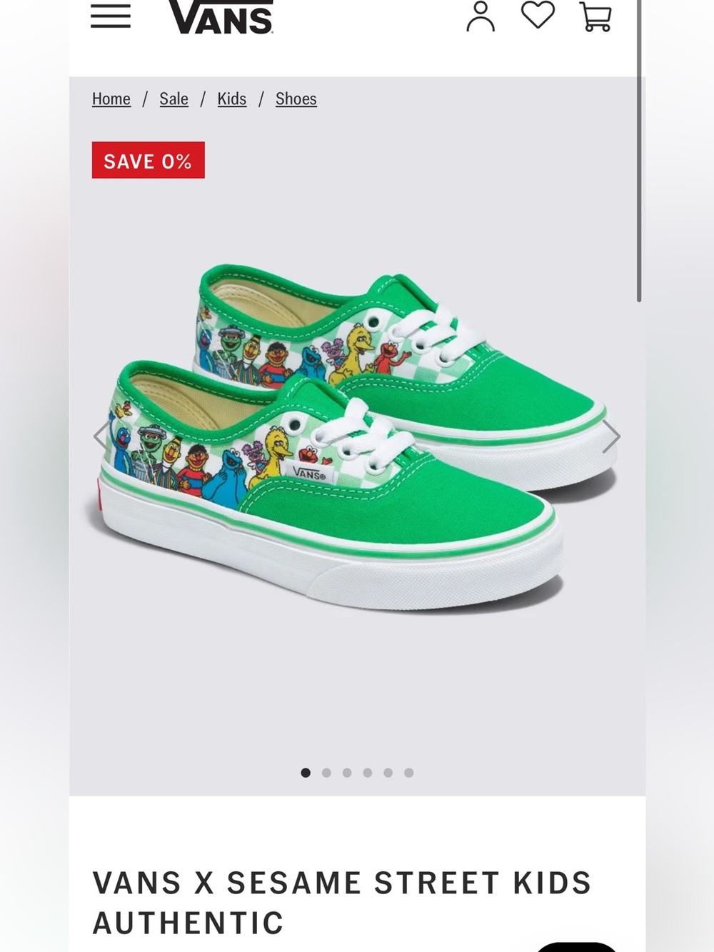 VANS X Sesame Street Authentic Toddler Sneakers